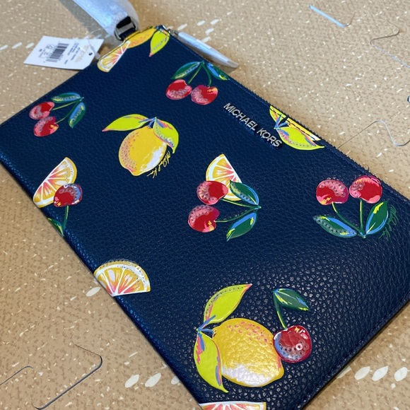 Michael Kors Jet Set Travel Large Sequined Fruit Print Wristlet - Picture 6 of 7